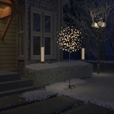vidaXL Pom Crăciun, 200 LED-uri alb cald, flori de cireș, 180 cm
