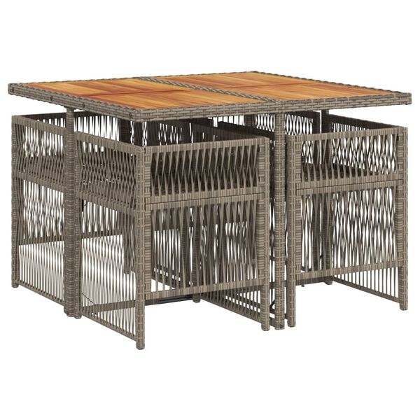 vidaXL Set mobilier de grădină cu perne, 5 piese, gri, poliratan