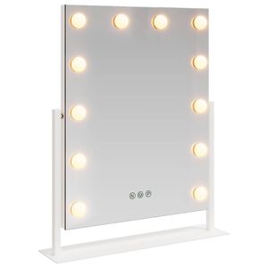 vidaXL Oglindă LED pentru Vanity Alb 44 x 10 x 53 cm Sticlă și Oțel