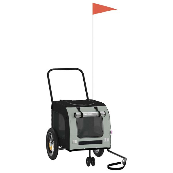 vidaXL Remorcă de bicicletă pentru animale de companie Gri și negru