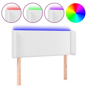 vidaXL Tăblie de pat cu LED, alb, 103x16x78/88 cm, piele ecologică