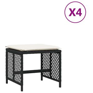 vidaXL Scaune de grădină cu perne, 4 buc. negru 41x41x36 cm poliratan
