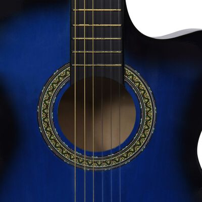 vidaXL Set chitară acustică cu egalizator, 12 piese 6 corzi, albastru