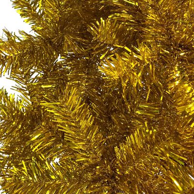 vidaXL Brad de Crăciun pre-iluminat slim, set globuri, auriu, 150 cm