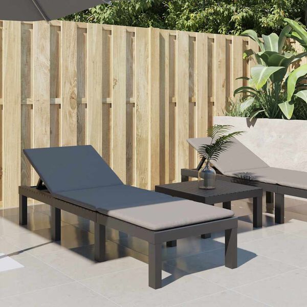 vidaXL Șezlong cu perne, antracit, PP