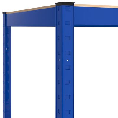 vidaXL Raft depozitare cu 5 niveluri, albastru, oțel&lemn prelucrat