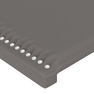 vidaXL Tăblie de pat cu LED, gri, 103x16x118/128 cm, piele ecologică