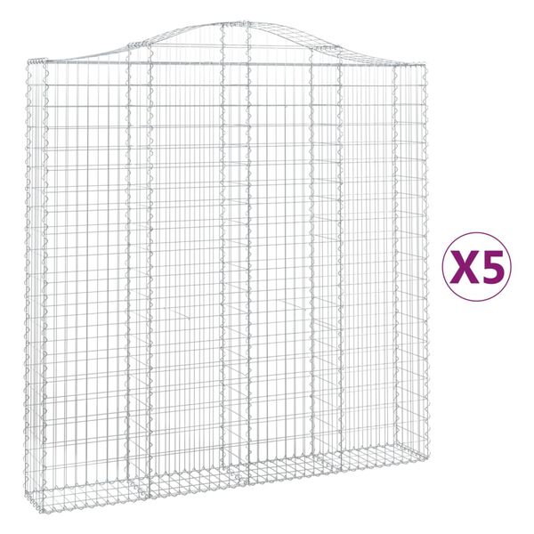 vidaXL Coșuri gabion arcuite 5 buc. 200x30x200/220 cm fier galvanizat
