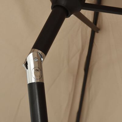vidaXL Umbrelă de soare exterior, LED-uri și stâlp oțel, taupe, 300 cm