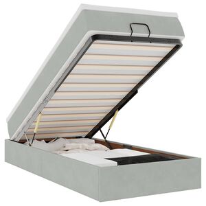 vidaXL Cadru de pat otoman cu saltea Gri deschis 90x200cm catifea