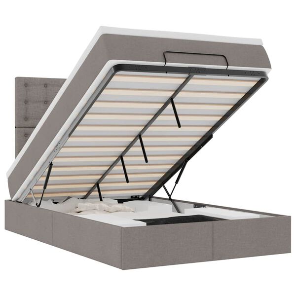 vidaXL Cadru de pat otoman cu saltea Taupe 120x190 cm Material