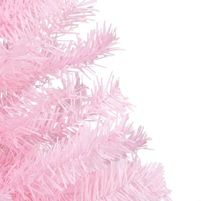 vidaXL Brad Crăciun artificial pre-iluminat cu suport, roz, 150 cm PVC