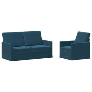 vidaXL Set de canapea 2 pcs albastru Catifea