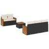 vidaXL Set mobilier de grădină cu perne, 6 piese, negru, poliratan