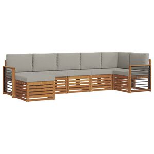 vidaXL Set canapea sectională cu pernă 7 pcs Gri natural și deschis