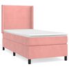 vidaXL Pat box spring cu saltea, roz, 90x190 cm, catifea