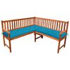 vidaXL Bancă de colț grădină, cu perne,150 cm, lemn masiv de acacia