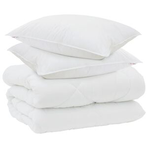 vidaXL Duvet de iarnă cu pernă 3 pcs Alb Microfibră