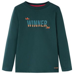 Tricou de copii cu m&acirc;neci lungi verde &icirc;nchis 104