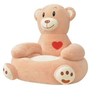 vidaXL Scaun din pluș pentru copii cu model urs, maro