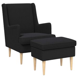 vidaXL Fotoliu cu taburet 2 buc. Negru Boucl&eacute;