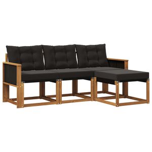 vidaXL Set de canapele de exterior cu pernă 4 pcs Natural și Negru