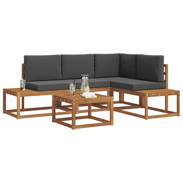 vidaXL Set de canapele de exterior 5 Bucată Natural și Antracit