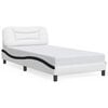 vidaXL Cadru de pat fără saltea Hvar alb și negru 100x200cm piele artificială