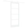 vidaXL Ușă glisantă 83 x 202 cm Lemn masiv de pin și sticlă Alb