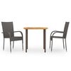 vidaXL Set mobilier de grădină, 3 piese, maro, poliratan