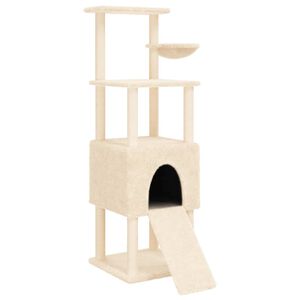 vidaXL Ansamblu de pisici cu st&acirc;lpi din funie de sisal, crem, 153 cm