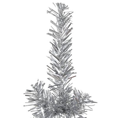 vidaXL Jumătate brad de Crăciun subțire cu suport, argintiu, 240 cm