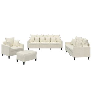 vidaXL Set de canapele cu perne, 4 piese, crem, catifea