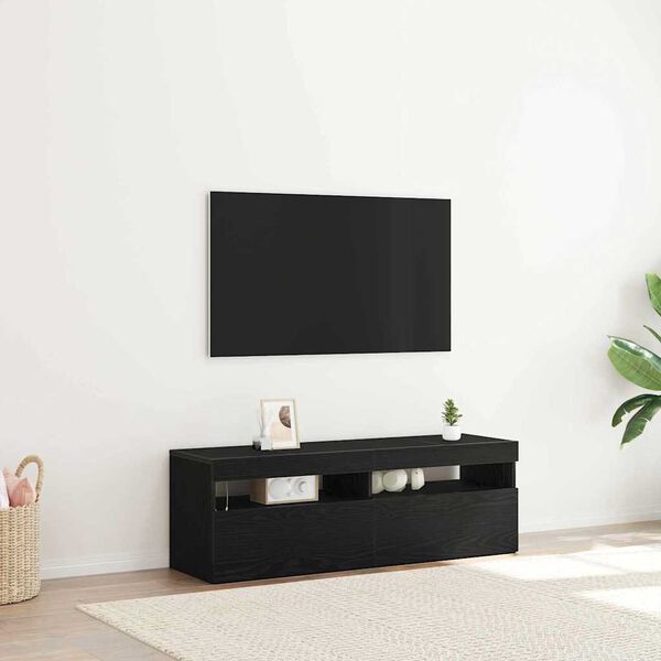 vidaXL Cabinet TV Stejar Negru 120 x 35 x 40 cm Lemn compozit