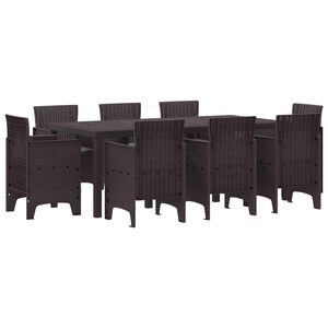 vidaXL Set de masă pentru grădină 9 buc. Maro Polipropilenă