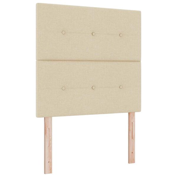 vidaXL Pat cu arcuri cu saltea cu headboard Crem 90 x 190 cm țesătură