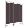 vidaXL Paravan de cameră cu 5 panouri, maro, 200x220 cm, textil