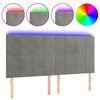 vidaXL Tăblie de pat cu LED, gri deschis, 160x5x118/128 cm, catifea