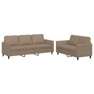 vidaXL Set de canapele cu perne, 2 piese, cappuccino, piele ecologică
