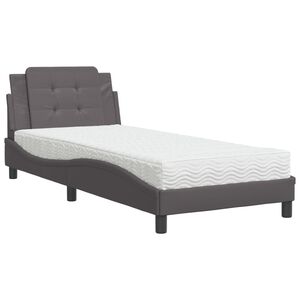 vidaXL Cadru de pat fără saltea, Zadar, gri, 80x200 cm, piele ecologică
