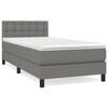 vidaXL Pat box spring cu saltea, gri &icirc;nchis, 80x200 cm, textil