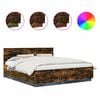 vidaXL Cadru de pat Stejar fumuriu 200 x 200 cm Lemn prelucrat