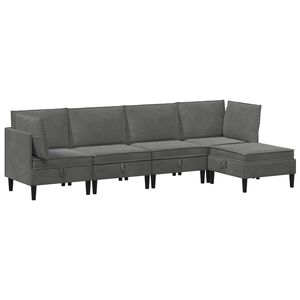 vidaXL Set de mobilier pentru living 5 buc. Gri &icirc;nchis Catifea