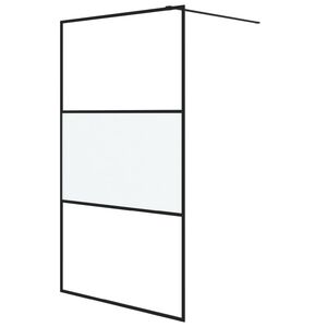 vidaXL Perete cabină duș walk-in negru 115x195 cm sticlă ESG semi-mată