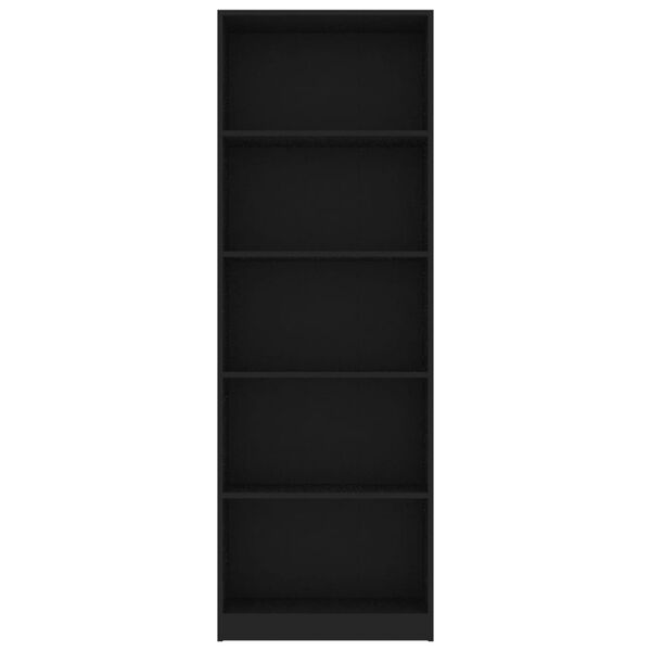 vidaXL Bibliotecă cu 5 rafturi, negru, 60x24x175 cm, lemn prelucrat