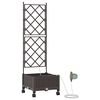 vidaXL Ghiveci de grădină cu irigație și roți Maro 40 x 40 x 132 cm PP