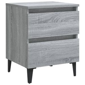 vidaXL Noptieră cu picioare din metal, gri sonoma, 40x35x50 cm