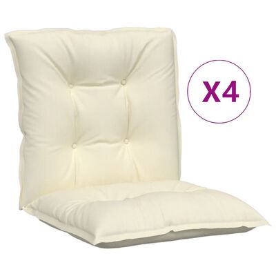 vidaXL Perne scaun cu spătar mic, 4 buc., crem, 100x50x7 cm, textil