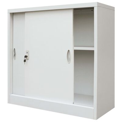 vidaXL Dulap de birou cu uși glisante, metal, 90 x 40 x 90 cm, gri