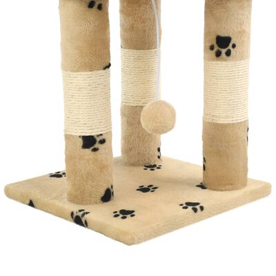 vidaXL Ansamblu pisici, stâlpi funie sisal, 65 cm imprimeu lăbuțe, bej